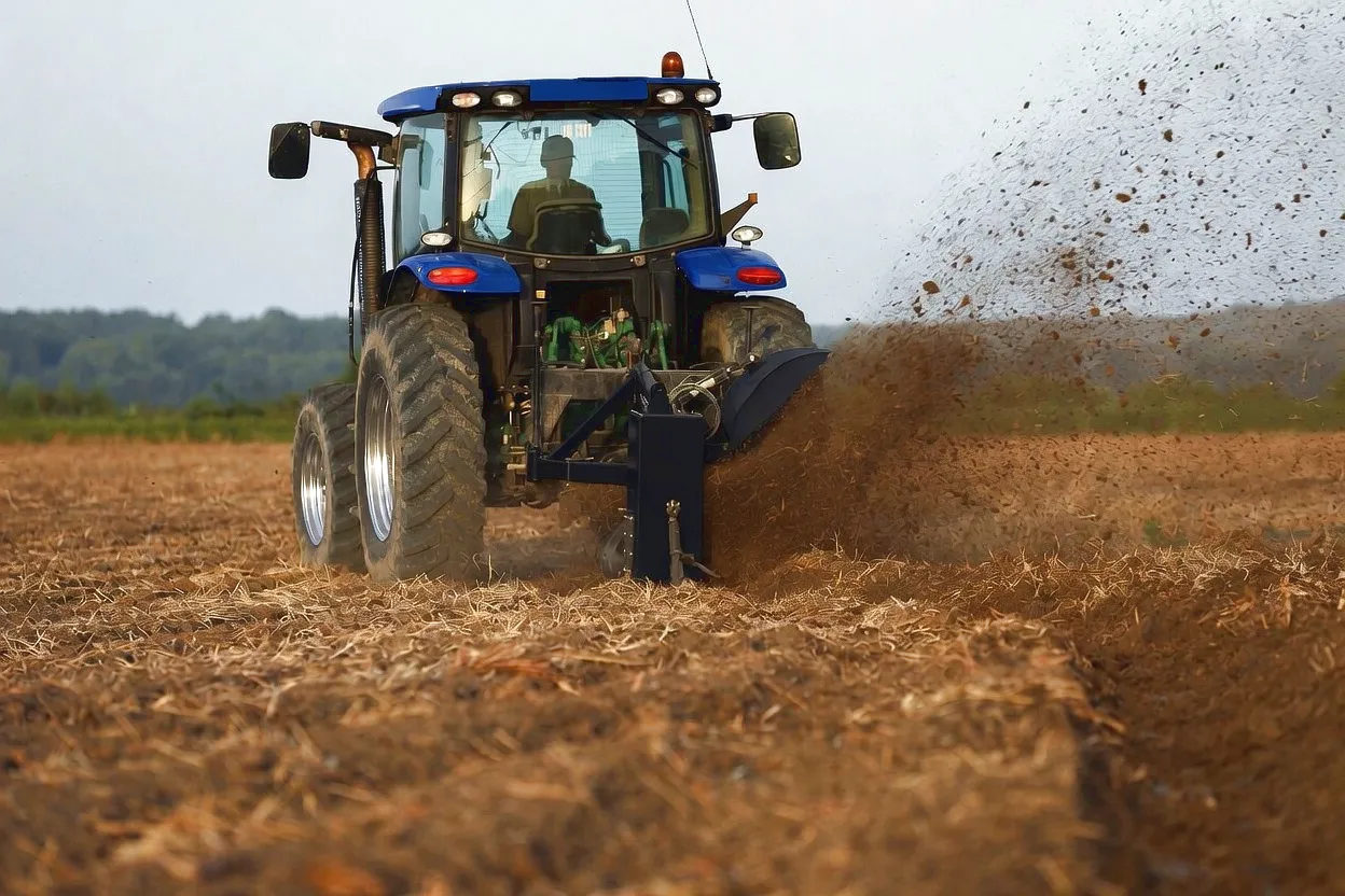PTO shaft rotary tiller field application - soil cultivation