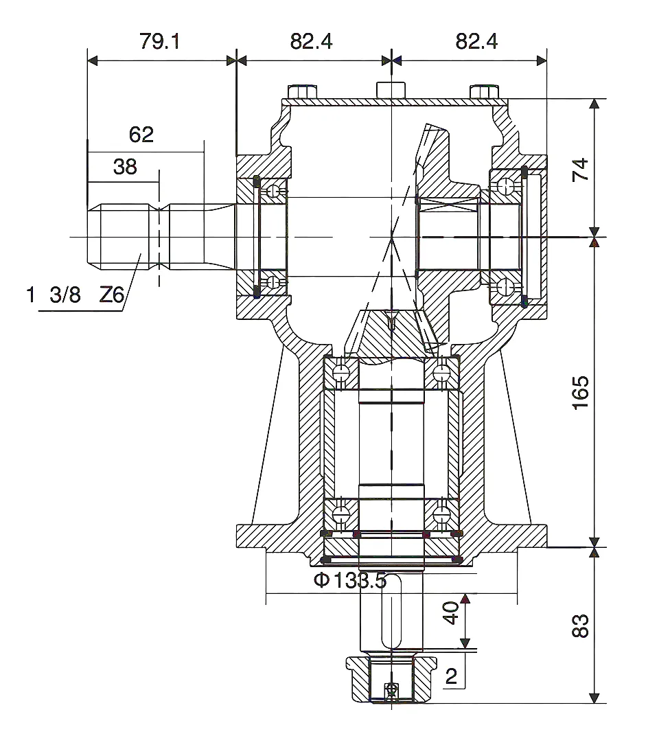 HC-LF211 PTO Gearbox Dimensional Engineering Drawing