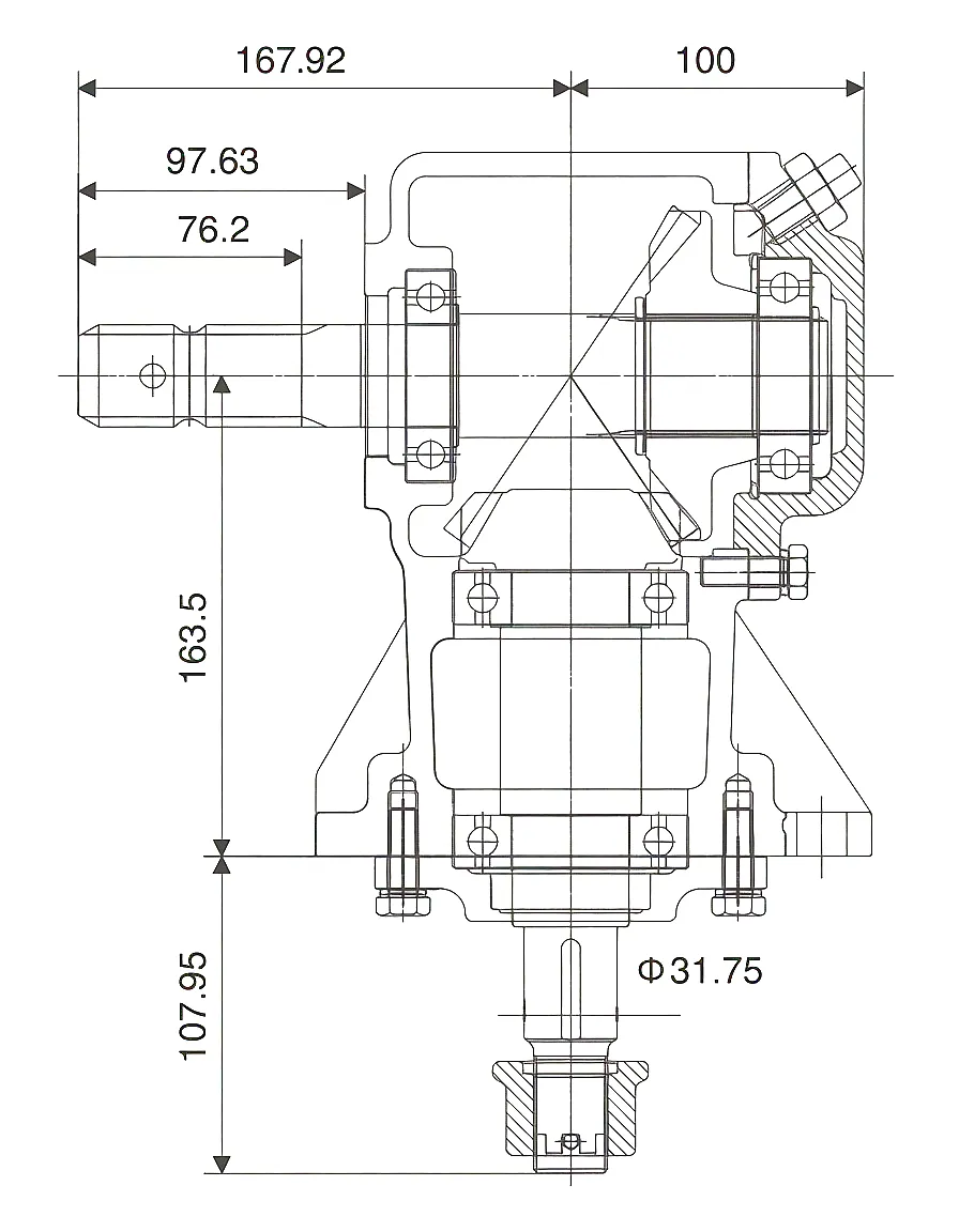 HC-RC30-193 PTO gearbox technical drawing and dimensions