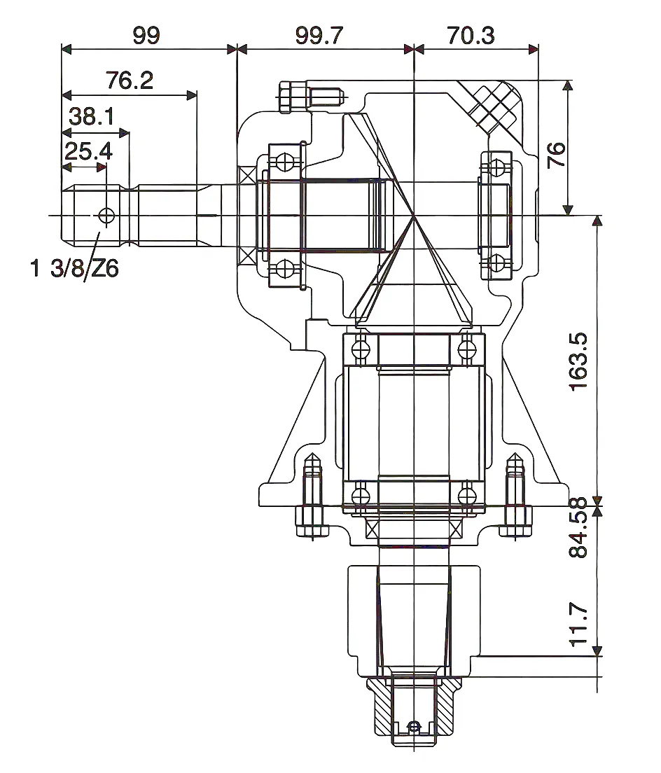 HC-RC31 PTO Gearbox Technical Drawing and Dimensions