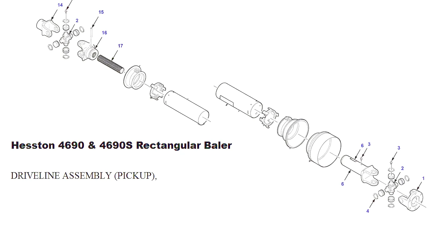 CV joint cross section drawing Hesston PTO shaft