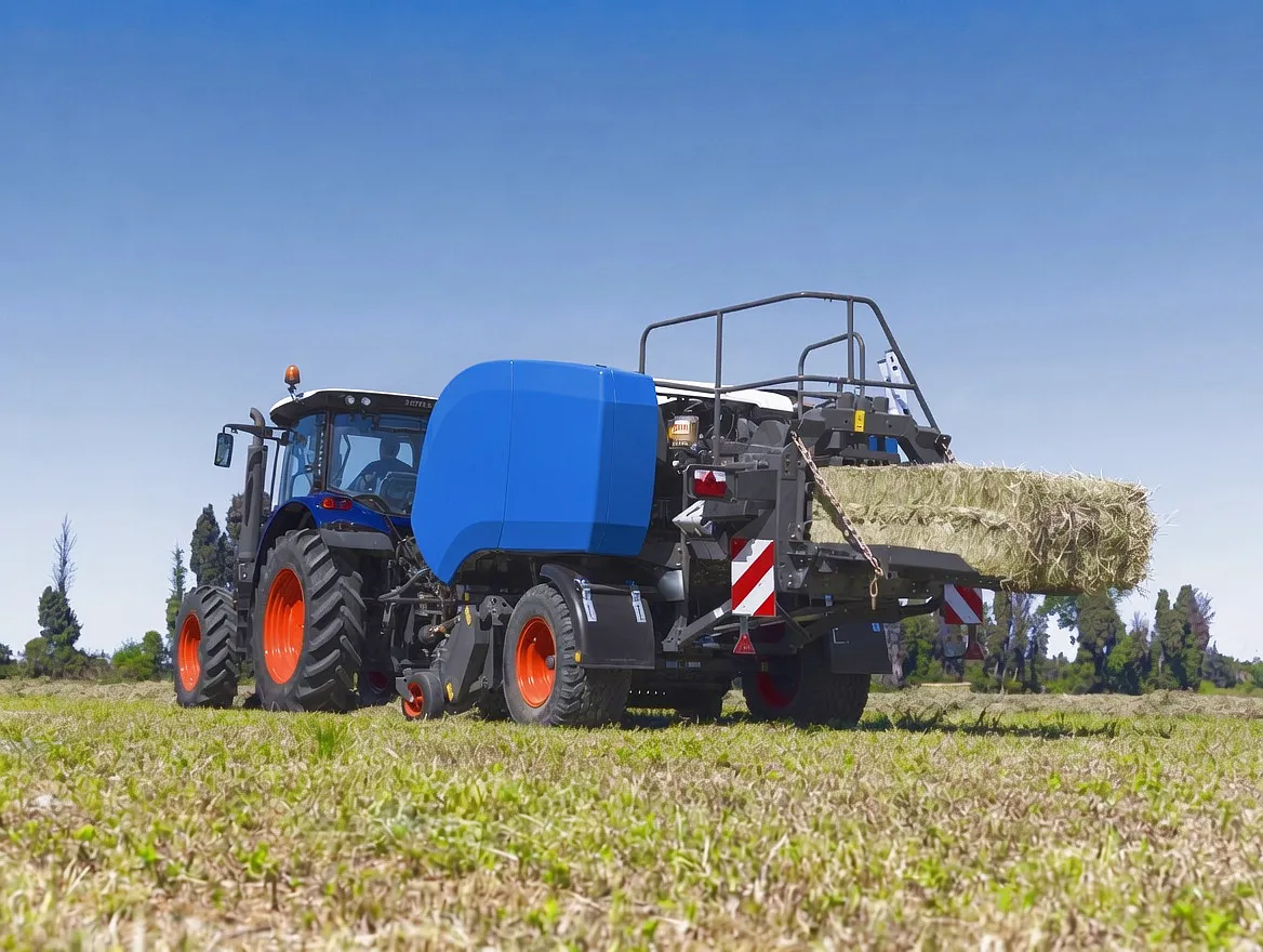 Wheat straw baling with square baler in UK arable field