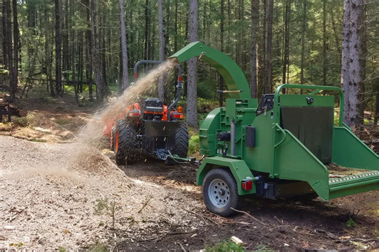 Estate woodland management PTO chipper Scotland